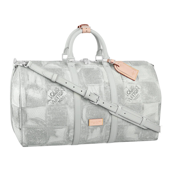 Louis Vuitton Keepall Bandouliere 50 Damier Salt Grey Logo Weekend Travel Bag - Picture 1 of 11